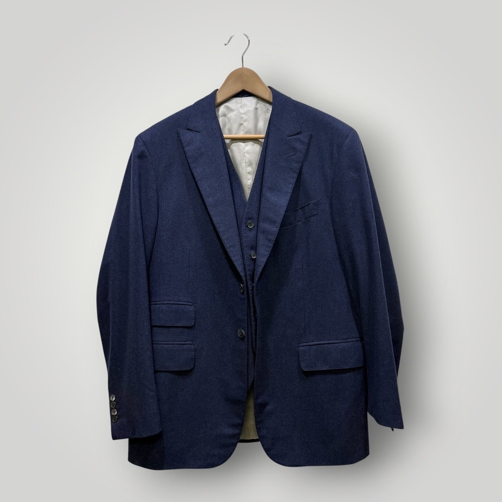Isaia Napoli Blue Super 130s Wool Blazer and‎ Vest Set 52 8R Made in Italy